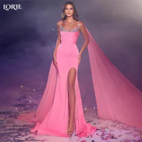 Abito da sera di lusso Abiti da sposa da sera da spettacolo Abito da ballo rosa con spacco Lusso