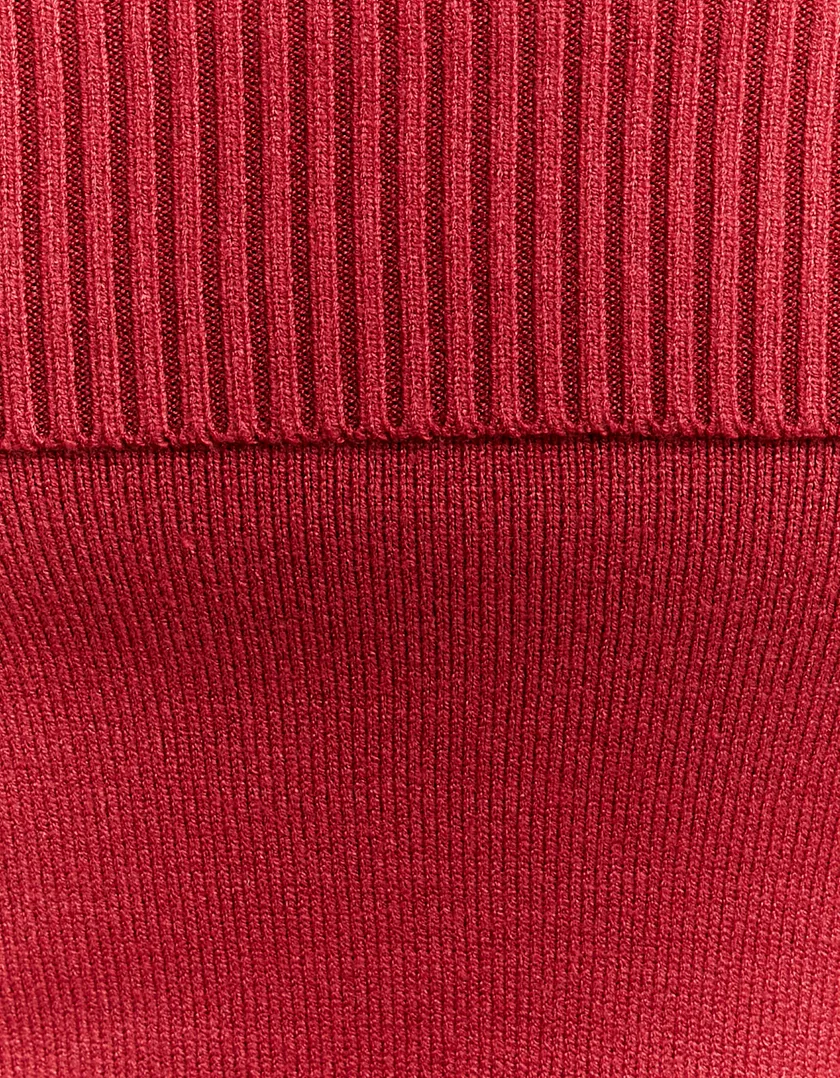 Maglione Aderente Rosso Off Shoulder  