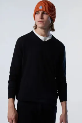 MAGLIONE CON SCOLLO A V UOMO Nero