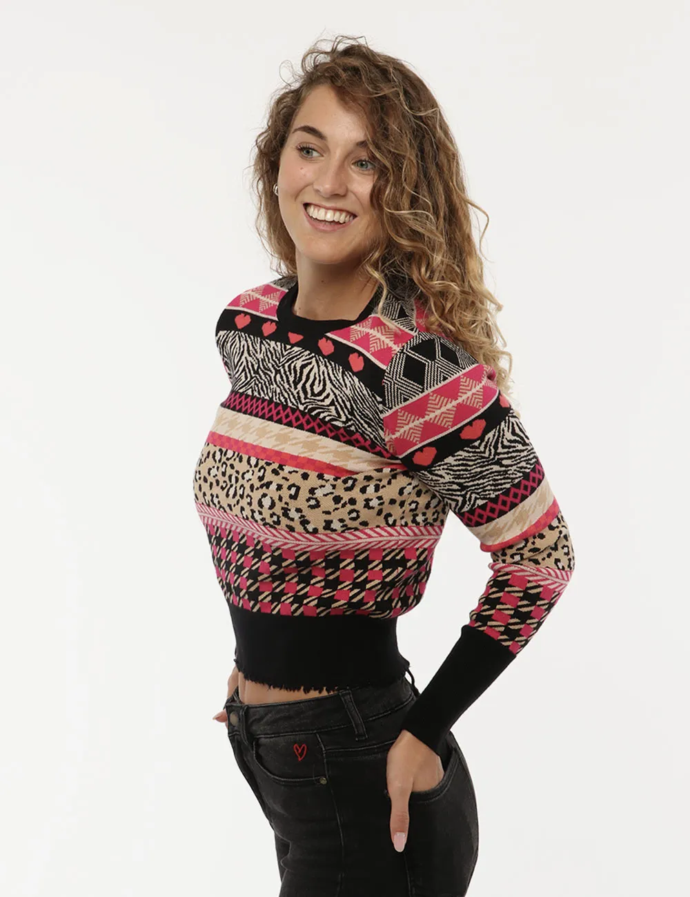 Maglione Desigual Geometrico Animalier