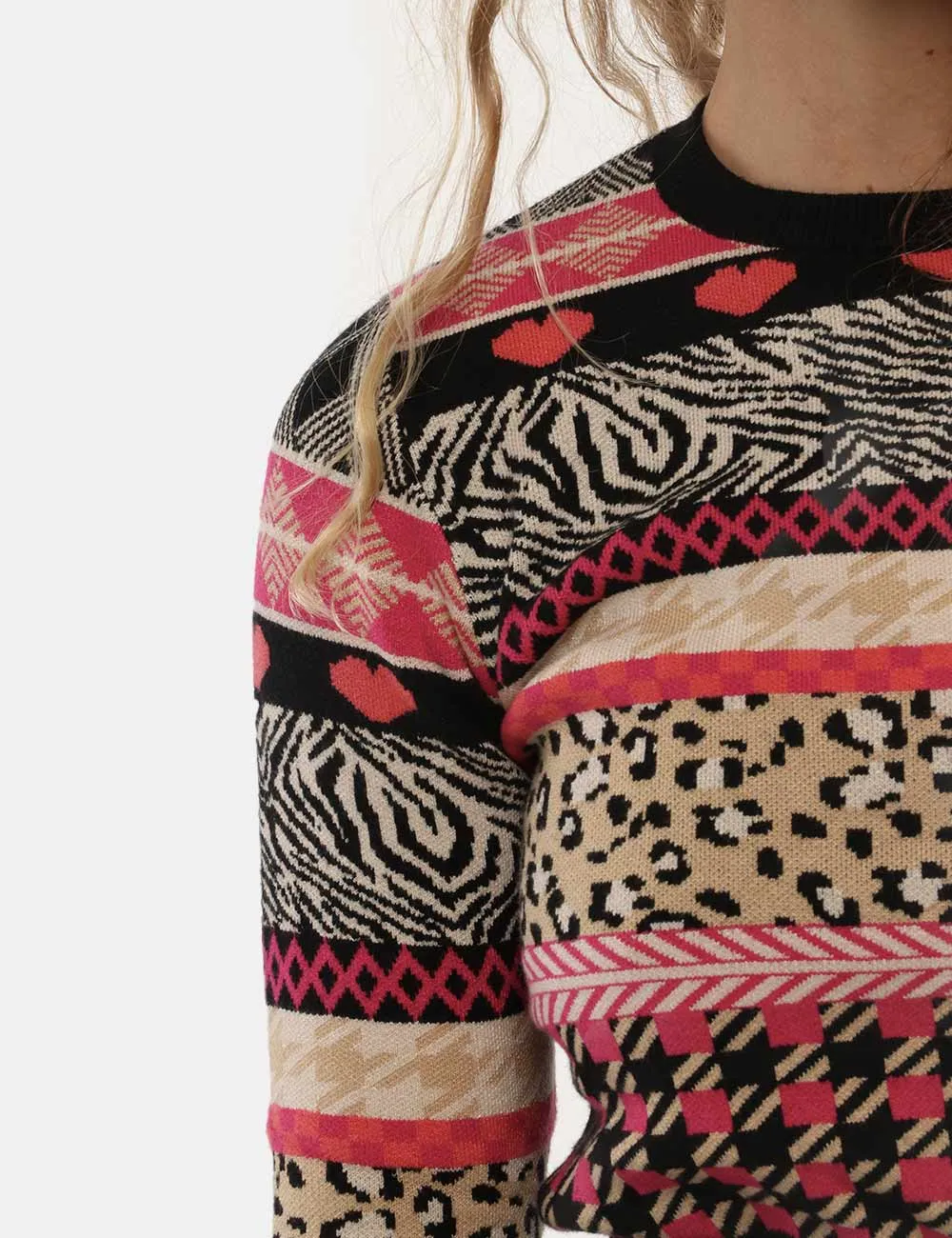 Maglione Desigual Geometrico Animalier