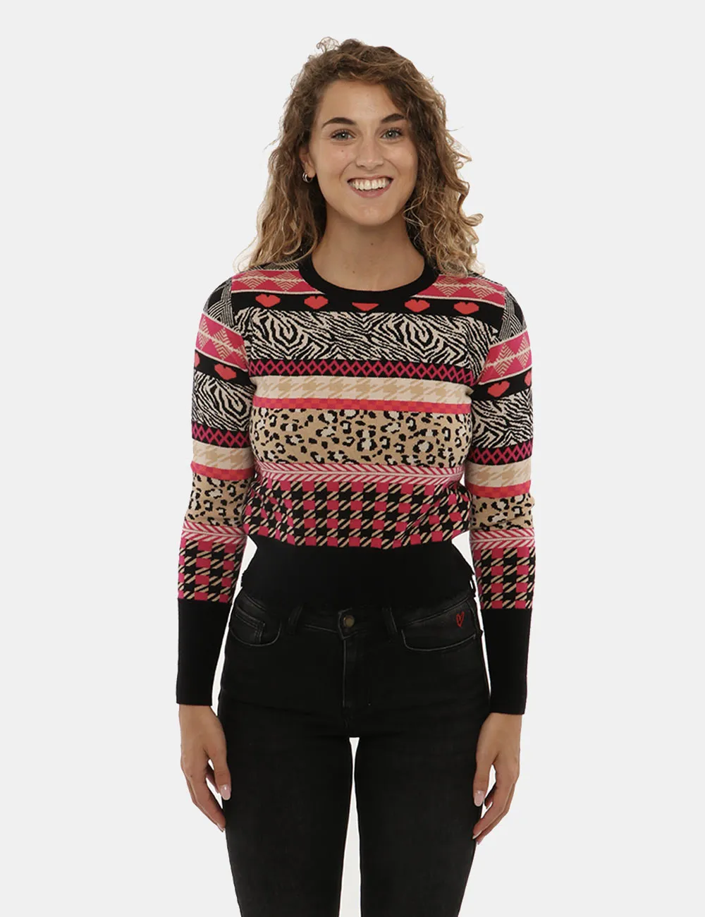 Maglione Desigual Geometrico Animalier