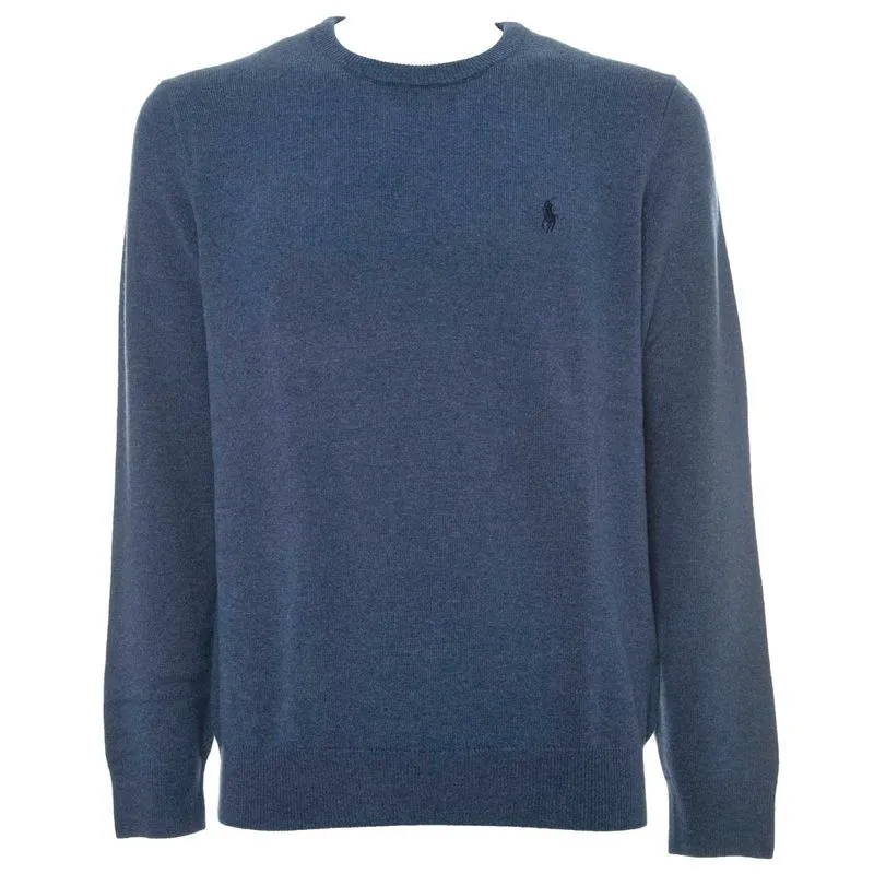 Maglione girocollo in pura lana Blu Royal 