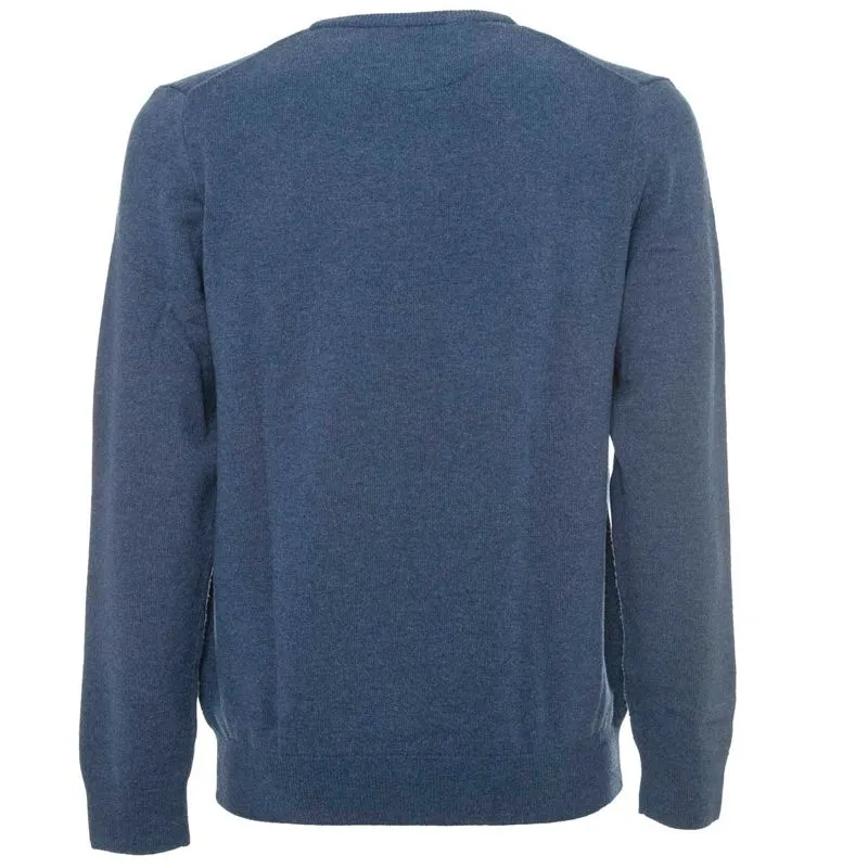 Maglione girocollo in pura lana Blu Royal 