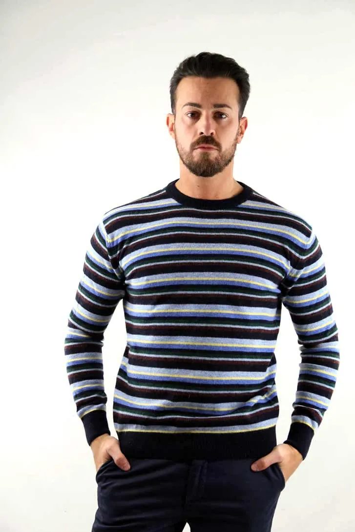 MAGLIONE GLAUCO A RIGHE BLU 