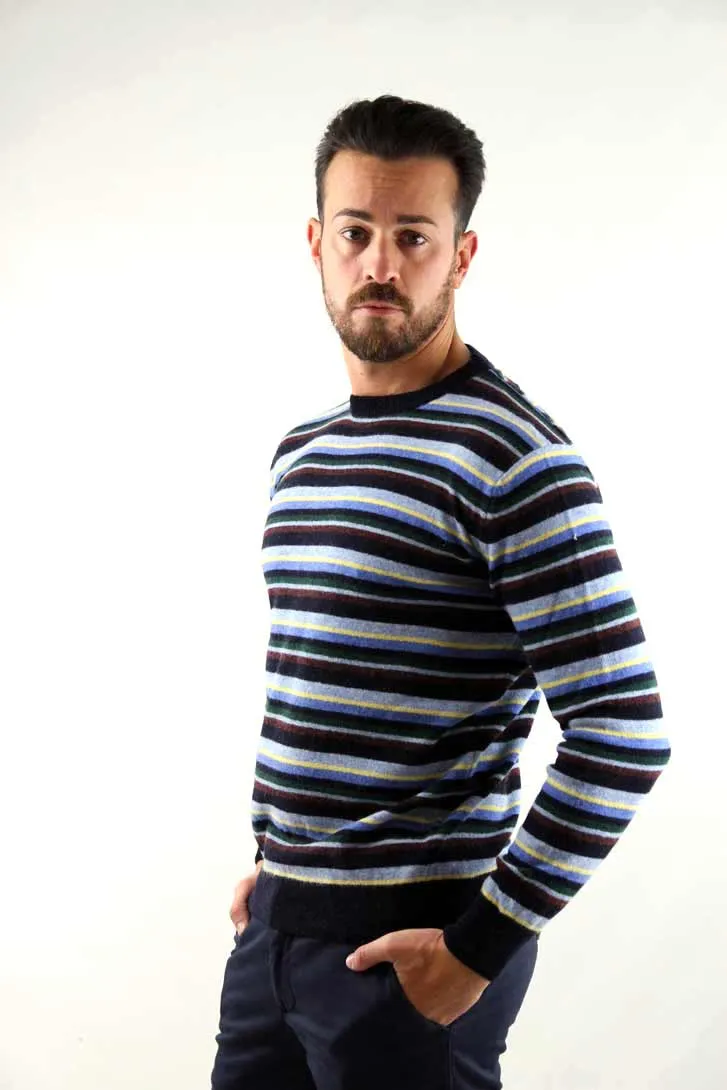 MAGLIONE GLAUCO A RIGHE BLU 