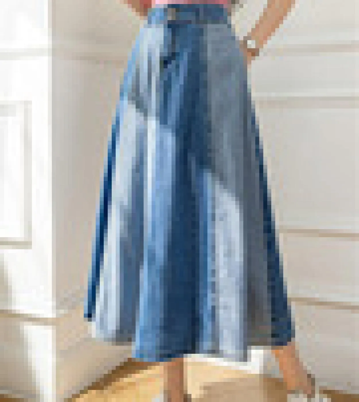 Seoulish 2022 New Colorblock Womens Denim Long Skirts Classic High Wasit Umbrella Jeans Skirts Female Straight A Line S